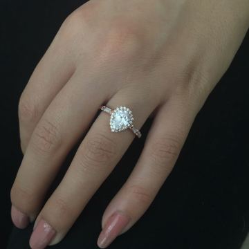 Beelo Silver  925K Gümüş Tek Taş Baget Yüzük