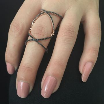 Beelo Silver  925K Gümüş Tasarım Eklem Yüzük