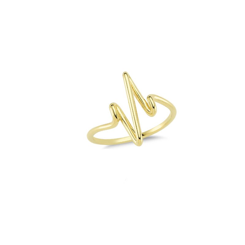 Beelo Gold 14K Altın Kalp Ritmi Yüzük
