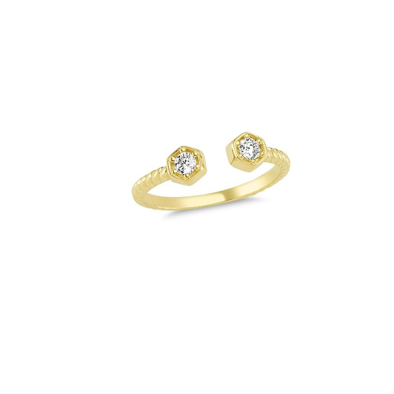 Beelo Gold 14K Altın Tasarım Taşlı Yüzük 