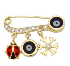 Beelo Gold 14K Altın Uğur Böceği Kar Tanesi Çocuk Yaka İğne BGİGN012