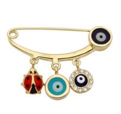Beelo Gold 14K Altın Uğur Böceği Çocuk Yaka İğne BGİGN017