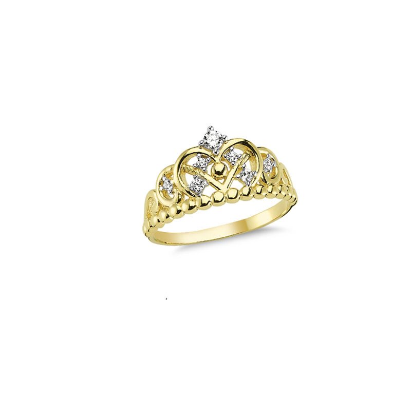 Beelo Gold 14K Altın Tasarım Taşlı Taç Yüzük