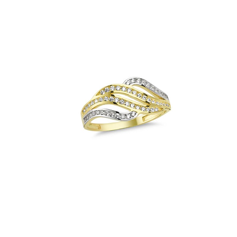 Beelo Gold 14K Altın Tasarım Taşlı Yüzük 