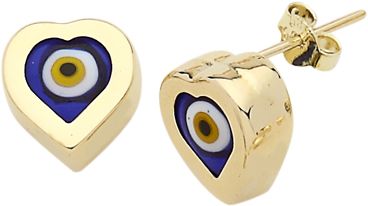 Beelo Gold 14K Altın Nazar Kalp Küpe