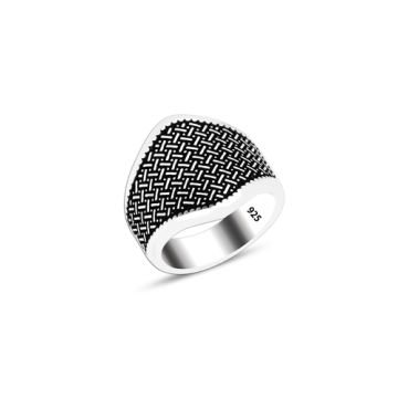 Beelo Silver 925K Gümüş Motifli Erkek Yüzük