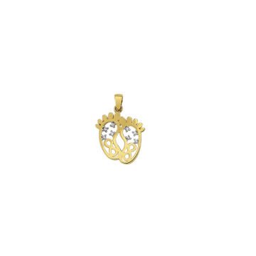 Beelo Gold 14K Altın Bebek Ayak İzi Sonsuzluk Kolye Ucu