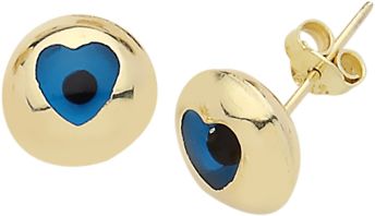 Beelo Gold 14K Altın Nazar Kalp Küpe