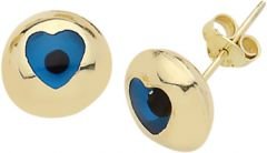 Beelo Gold 14K Altın Nazar Kalp Küpe
