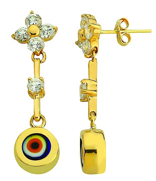 Beelo Gold 14K Altın Nazar Küpe