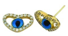Beelo Gold 14K Altın Nazar Kalp Küpe