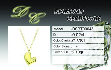 Beelo Silver Pırlanta Asimetrik Kalp Gümüş Kolye
