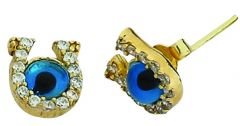 Beelo Gold 14K Altın Nazar Nal Küpe