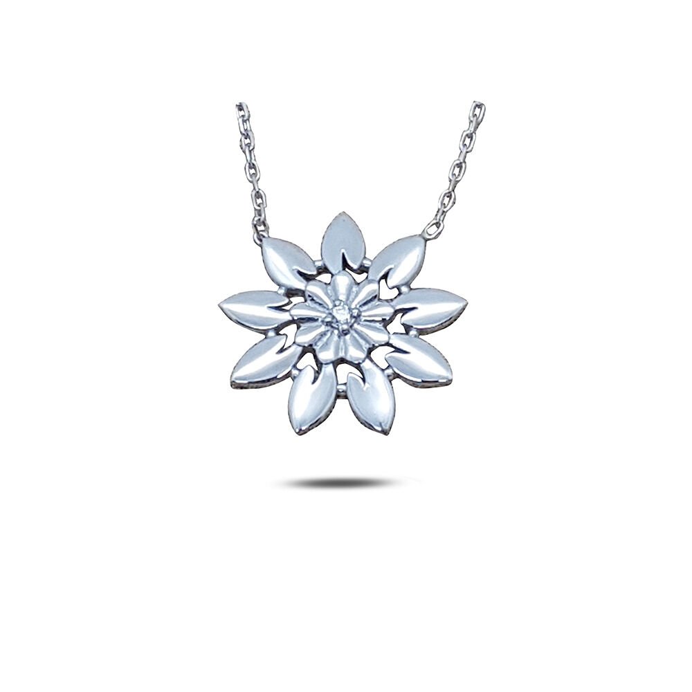 Beelo Silver Pırlanta Çiçek Gümüş Kolye
