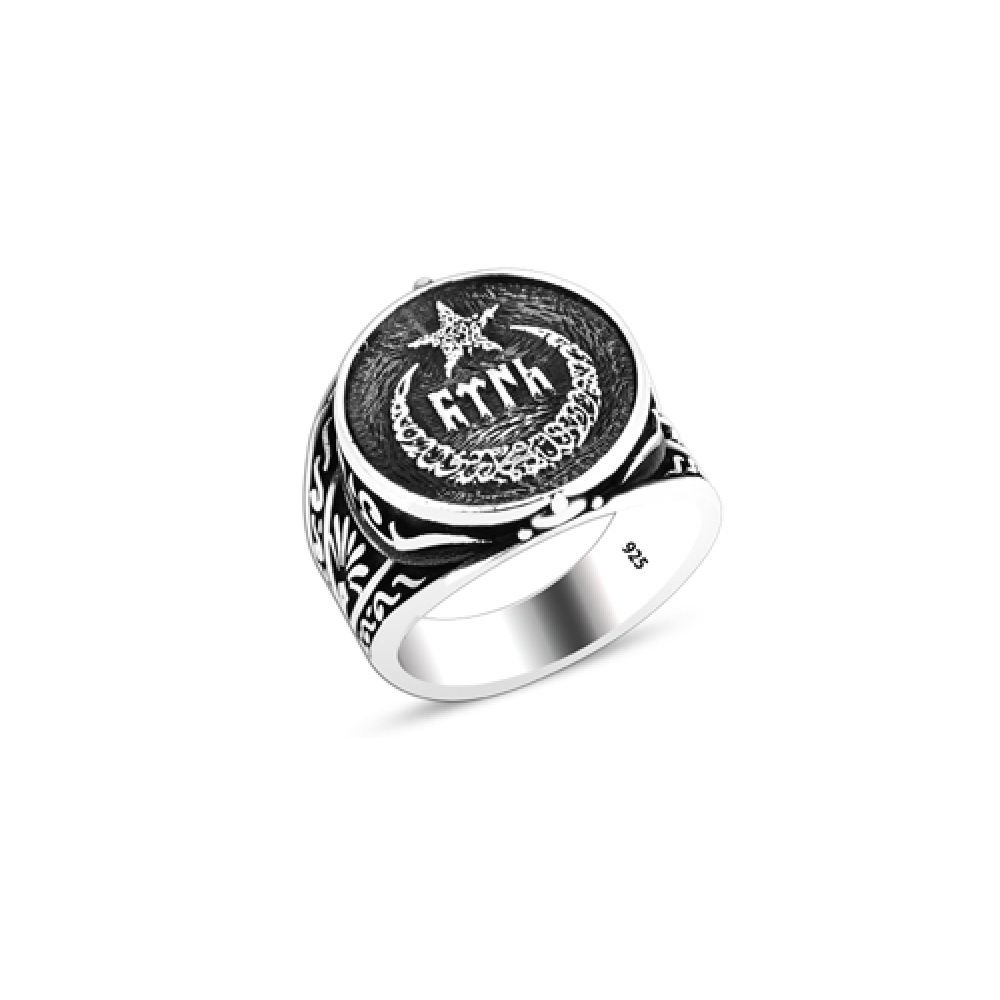 Beelo Silver 925K Gümüş Ay Yıldız Göktürkçe Türk Yazılı Yüzük