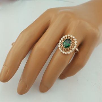 Beelo Gold 14K Altın Zümrüt Tasarım Yüzük