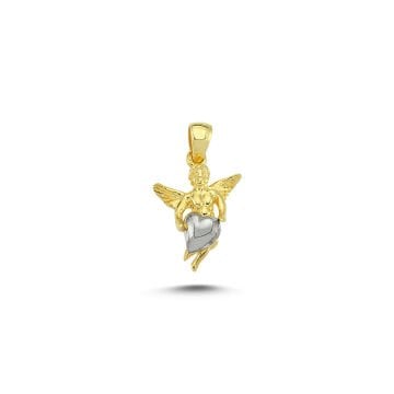 Beelo Gold 14K Altın Kalpli Melek Kolye Ucu