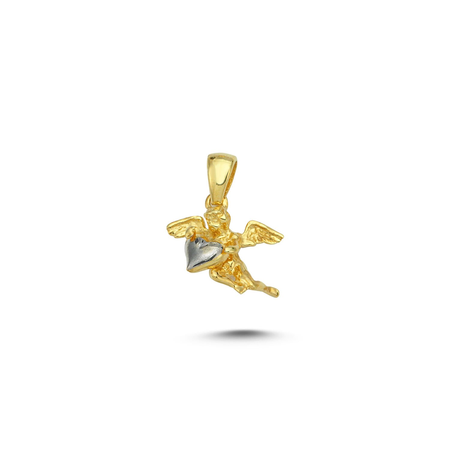 Beelo Gold 14K Altın Kalpli Melek Kolye Ucu