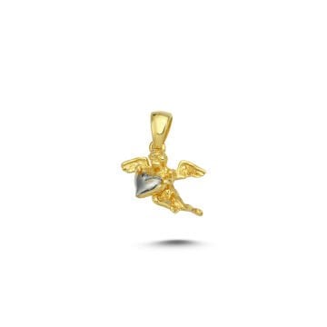 Beelo Gold 14K Altın Kalpli Melek Kolye Ucu