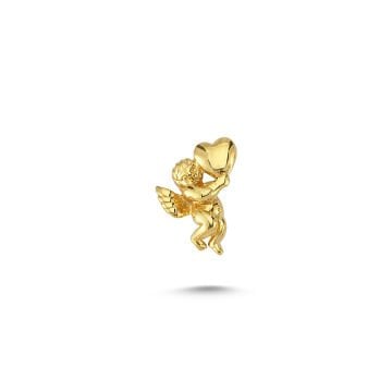 Beelo Gold 14K Altın Kalpli Melek Kolye Ucu