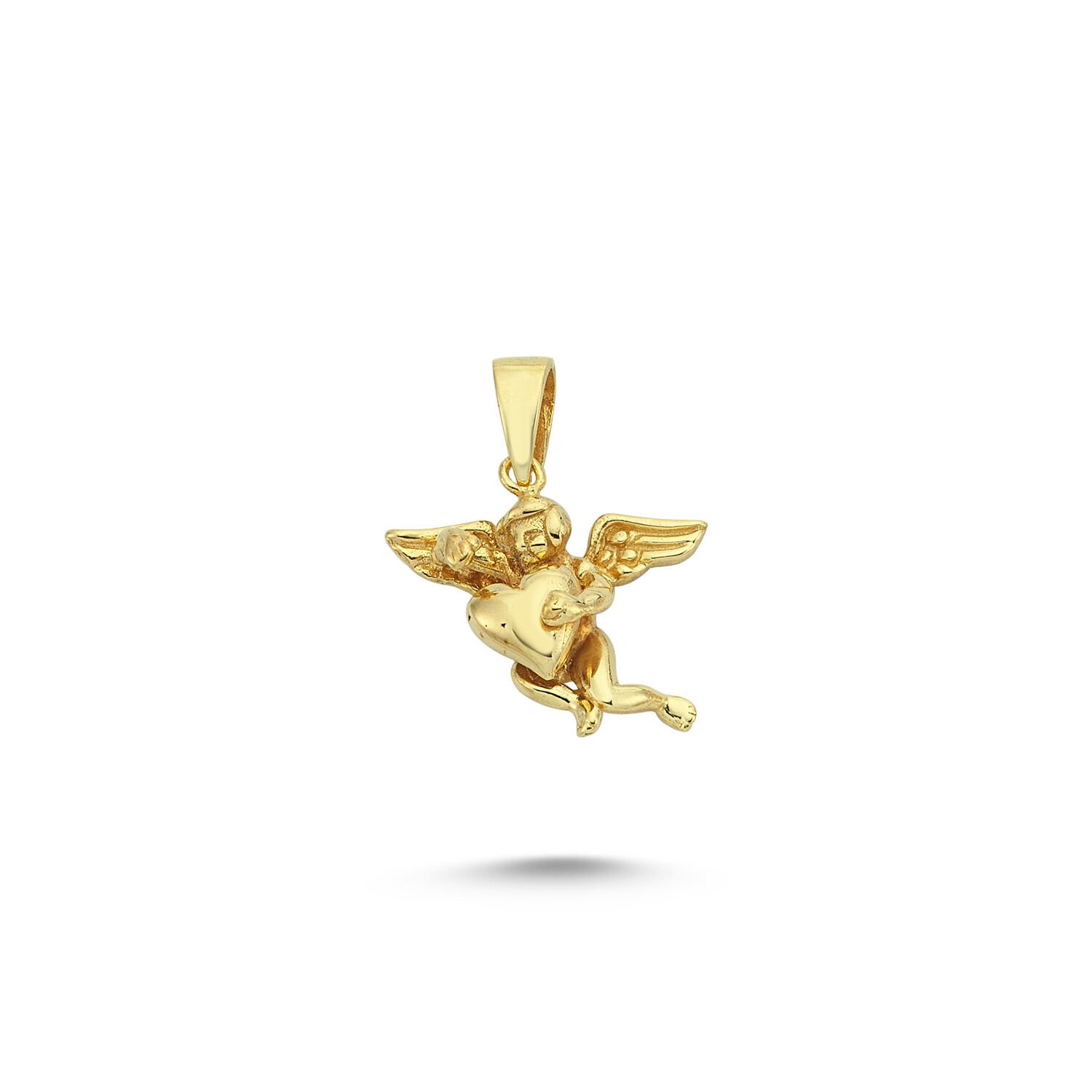 Beelo Gold 14K Altın Kalpli Melek Kolye Ucu