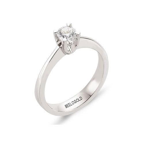 Beelo Gold 18K Beyaz Altın 0.20K Pırlanta Tek Taş Yüzük BG1060585