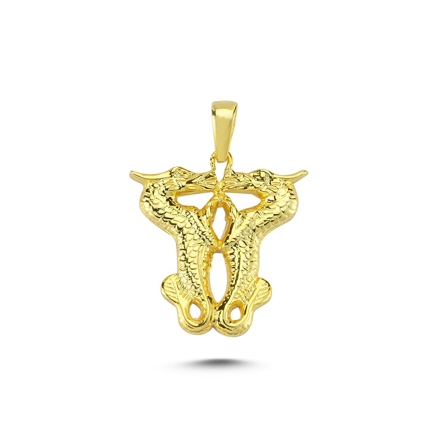 Beelo Gold 14K Altın İkiz Ejderha Kolye Ucu