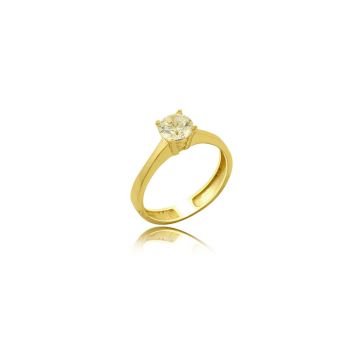 Beelo Gold 14K Altın Tek Taş Tasarım Yüzük