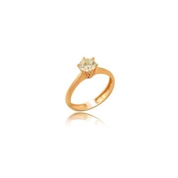 Beelo Gold 14K Altın Tek Taş Tasarım Yüzük
