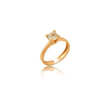 Beelo Gold 14K Altın Tek Taş Tasarım Yüzük