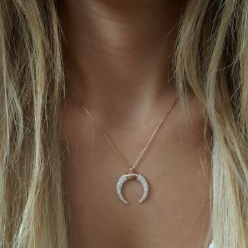 Beelo Silver 925K Gümüş Hilal   Kolye