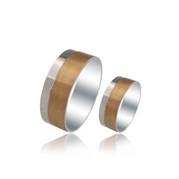Beelo Gold 14K Altın 8 mm Alyans İkili Set Yüzük