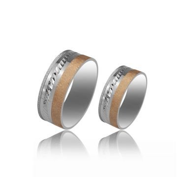 Beelo Gold 14K Altın 8 mm Alyans İkili Set Yüzük