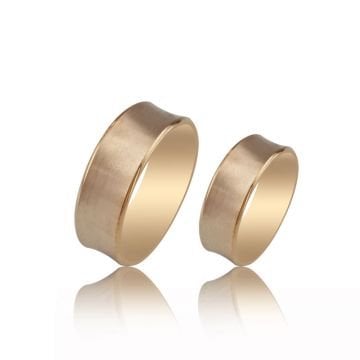 Beelo Gold 14K Altın 7 mm Alyans İkili Set Yüzük