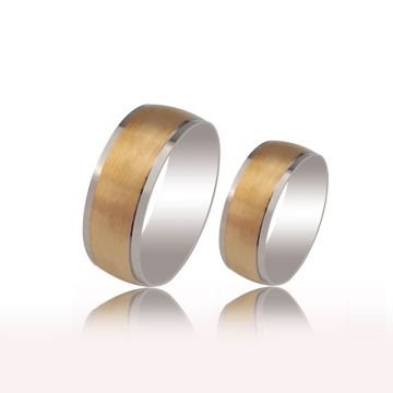 Beelo Gold 14K Altın 8 mm Alyans İkili Set Yüzük