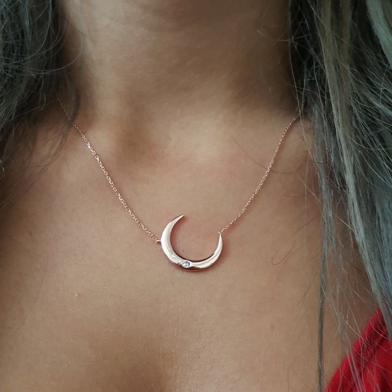 Beelo Silver 925K Gümüş Hilal   Kolye