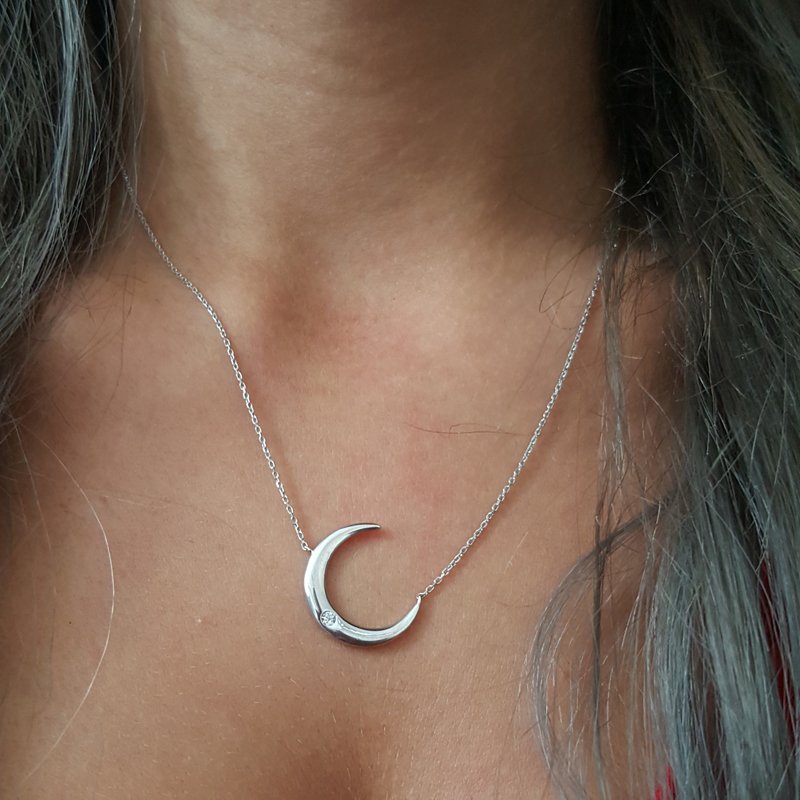 Beelo Silver 925K Gümüş Hilal   Kolye