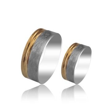 Beelo Gold 14K Altın 8 mm Alyans İkili Set Yüzük