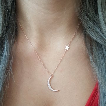 Beelo Silver 925K Gümüş Hilal   Kolye