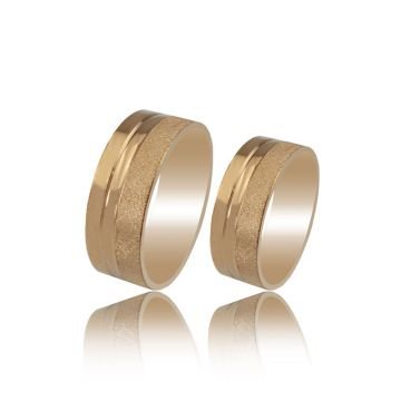 Beelo Gold 14K Altın 8 mm Alyans İkili Set Yüzük