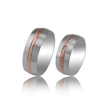 Beelo Gold 14K Altın 7 mm Alyans İkili Set Yüzük