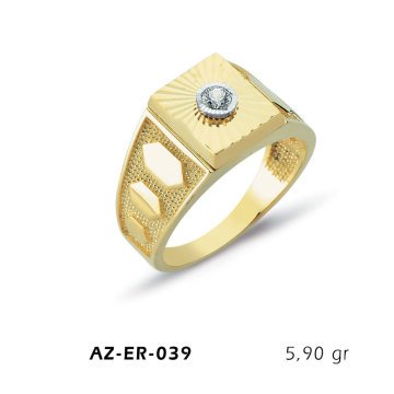 Beelo Gold 14K Altın Erkek Yüzük BGAZER039