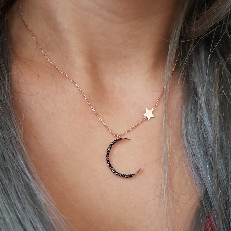 Beelo Silver 925K GümüşTasarım Hilal  Kolye