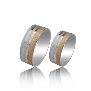 Beelo Gold 14K Altın 7 mm Alyans İkili Set Yüzük