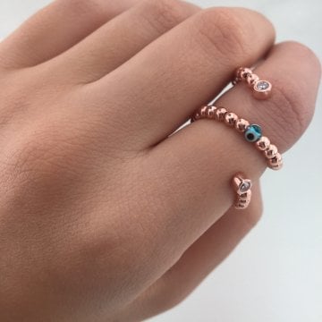 Beelo Silver  925K Gümüş Nazar Taşlı Yüzük