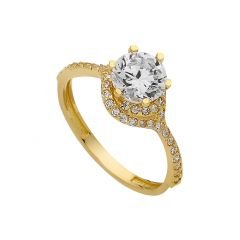 Beelo Gold 14K Altın Tek Taş Yüzük TYTT134