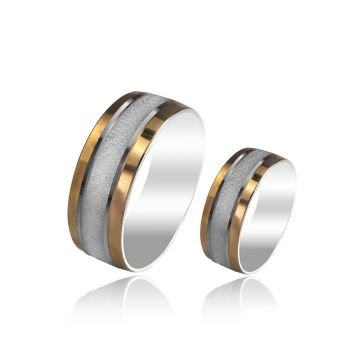 Beelo Gold 14K Altın 8 mm Alyans İkili Set Yüzük