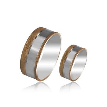 Beelo Gold 14K Altın 8 mm Alyans İkili Set Yüzük