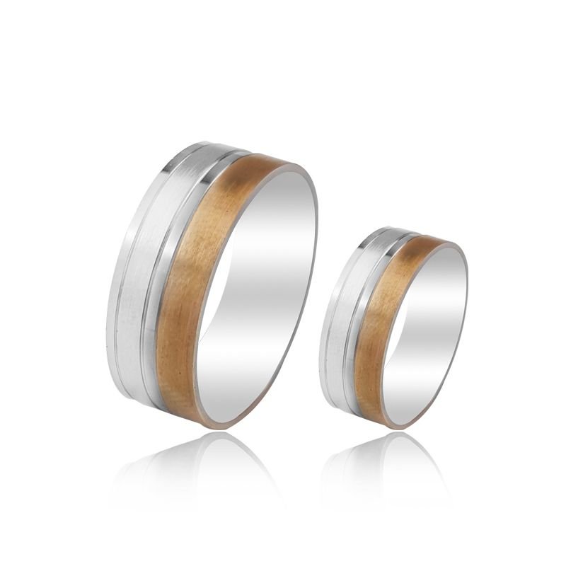 Beelo Gold 14K Altın 8 mm Alyans İkili Set Yüzük
