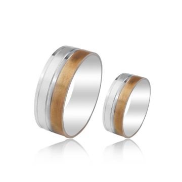 Beelo Gold 14K Altın 8 mm Alyans İkili Set Yüzük